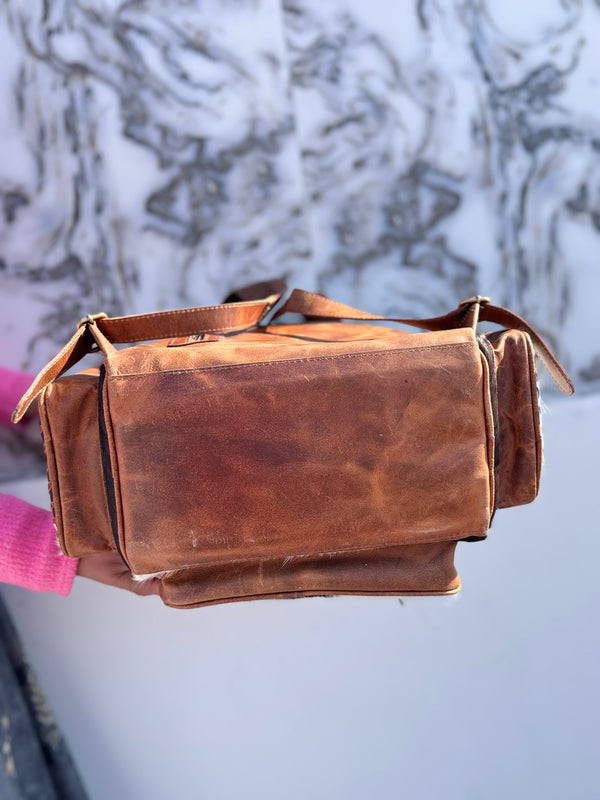Cowhide Fur Leather Backpack Hair On Hide Fur Stylish Backpack School Bags UnisexBag