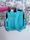 Hair On Hide Fur Leather Backpack School Bags Turquoise Colour Unisex Bag