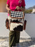 Hand Tooled Leather Backpack Hair On Hide Fur Stylish Backpack Checkers Pattern School Bags Unisex Bag