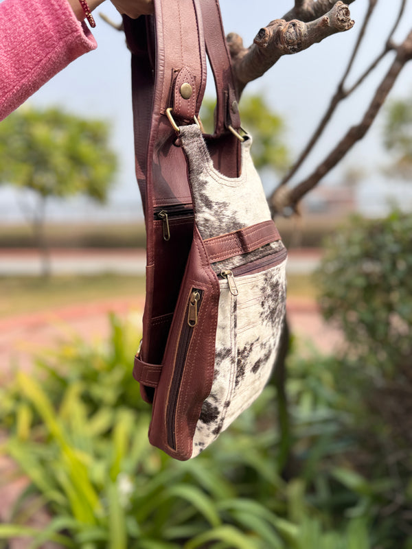 Real Cowhide Fur Leather Backpack Western Style Bags Travel Bags Unisex Bag Wholesale Bulk Product