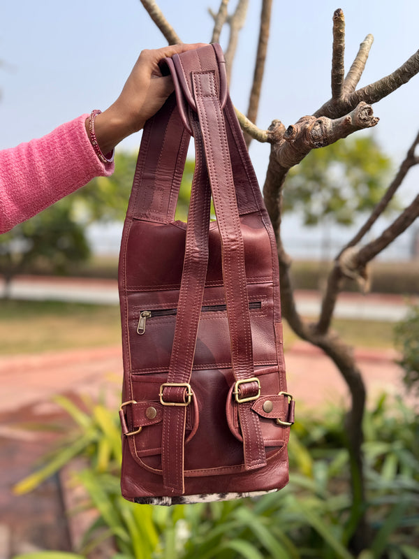 Real Cowhide Fur Leather Backpack Western Style Bags Travel Bags Unisex Bag Wholesale Bulk Product