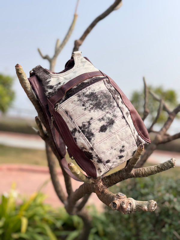Real Cowhide Fur Leather Backpack Western Style Bags Travel Bags Unisex Bag Wholesale Bulk Product