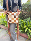 Cowhide Fur Leather Fringe Bag Hand Tooled Carving Beautiful Designer Women's Bags