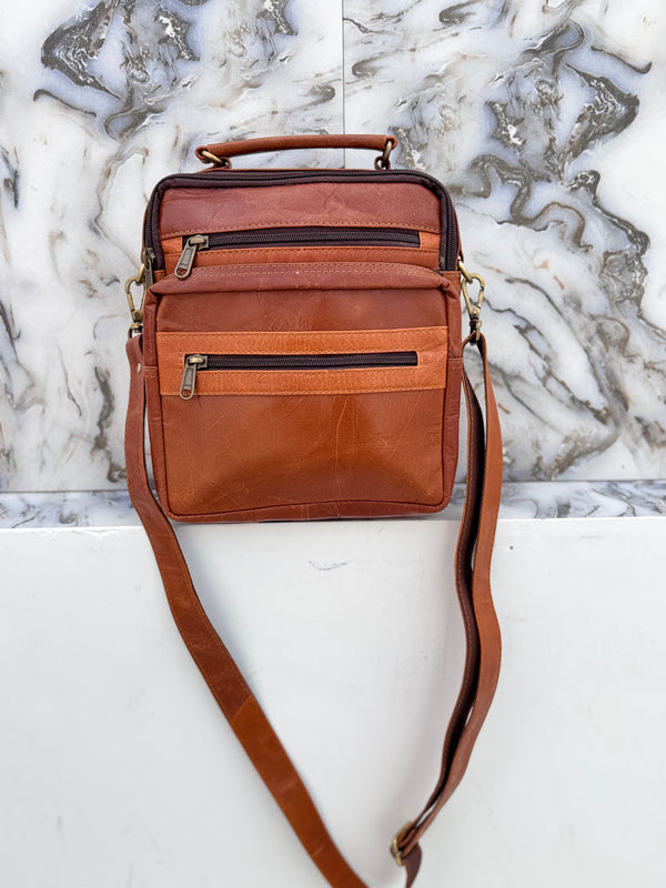 Crunch Leather Travel Shoulder Bag Trendy Fashion Men's Messenger Bag Designer Small Cross body Bag
