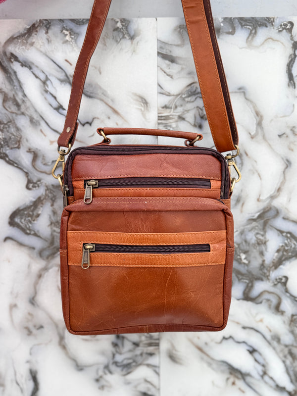 Crunch Leather Travel Shoulder Bag Trendy Fashion Men's Messenger Bag Designer Small Cross body Bag