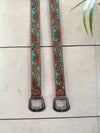 Hand Tooled Leather Belts Handmade Belts Turquoise Colour Boho Vintage Stylish Western Leather Belts (Copy)