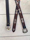Hand Tooled Leather Belts Stylish Handmade Belts Flower Print Boho Vintage Stylish Western Leather Belts