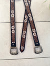 Hand Tooled Leather Belts Stylish Handmade Belts Flower Print Boho Vintage Stylish Western Leather Belts