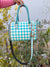 Hand Tooled Carving Leather Tote Bag Gypsy Boho Checker Pattern Shoulder Bag