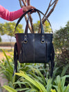 Women's Cowhide Fur Leather Tote Bag Handmade Fringe Shoulder Strap Western Style Real Leather Bag