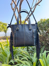 Cowhide Fur Leather Tote Bag Handmade Fringe Shoulder Strap Western Style Real Leather Bag for Girls