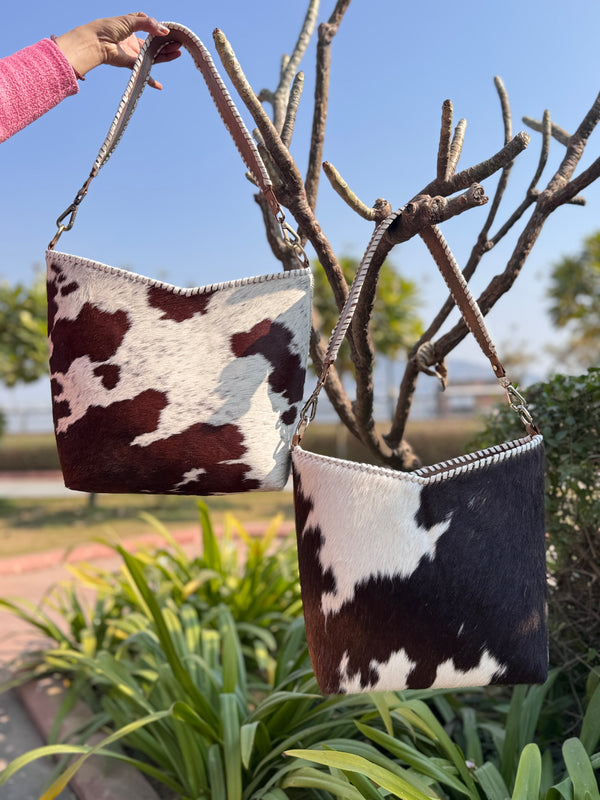 Cowhide Fur Leather Tote Bag Real Leather Designer Shoulder Bags for Women's Multi Use
