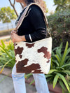 Cowhide Fur Leather Tote Bag Real Leather Designer Shoulder Bags for Women's Multi Use