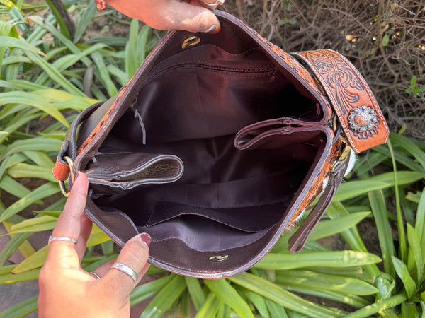 Cowhide Fur Leather Tote Bag Stylish Purse Hand Tooled Real Leather Cross Body Bags for Women's Multi Use