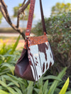 Cowhide Fur Leather Tote Bag Stylish Purse Hand Tooled Real Leather Cross Body Bags for Women's Multi Use