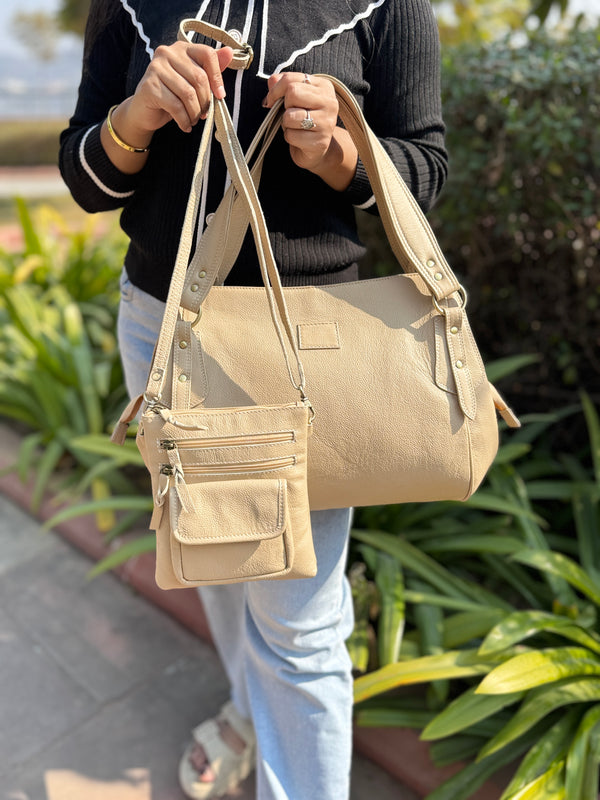 Combo Of Two Genuine Leather Tote Bag & Sling Bag