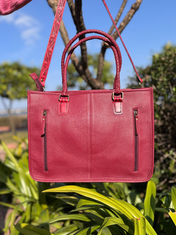 Hand Tooled Carving Leather Fringe Tote Bag High Quality Big Size Bag for Women's Use