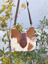 Hand Tooled Leather Sling Bag Gypsy Boho Cowhide Fur leather Handmade Handbag