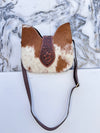 Hand Tooled Leather Sling Bag Gypsy Boho Cowhide Fur leather Handmade Handbag