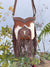 Hand Tooled Leather Fringe Sling Bag Stylish Purse Cowhide Fur Leather Bags