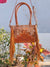 Real Cowhide Leather Western Style Bag Hand Tooled Carving Fringe Tote Bag