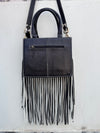 Hand Tooled Leather Fringe Bag Gypsy Boho Real Leather Handmade Western Stylish Checkers Pattern Bag