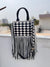 Hand Tooled Leather Fringe Bag Gypsy Boho Real Leather Handmade Western Stylish Checkers Pattern Bag