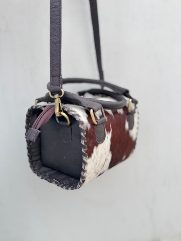 Cowhide Fur Leather Sling Bags High Quality Cross Body Messenger Shoulder Bag Women