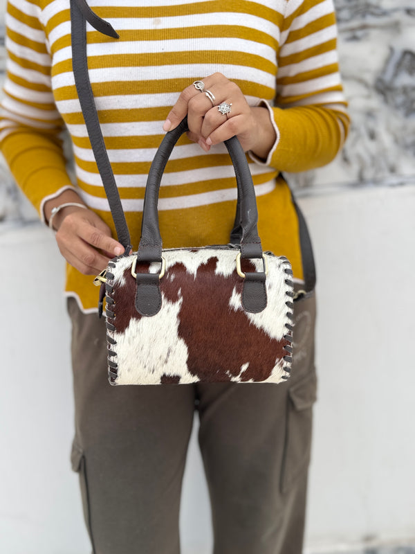Cowhide Fur Leather Sling Bags High Quality Cross Body Messenger Shoulder Bag Women