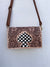 Hand Tooled Leather Handbag Checkers Pattern Genuine Leather Cross Body Bag