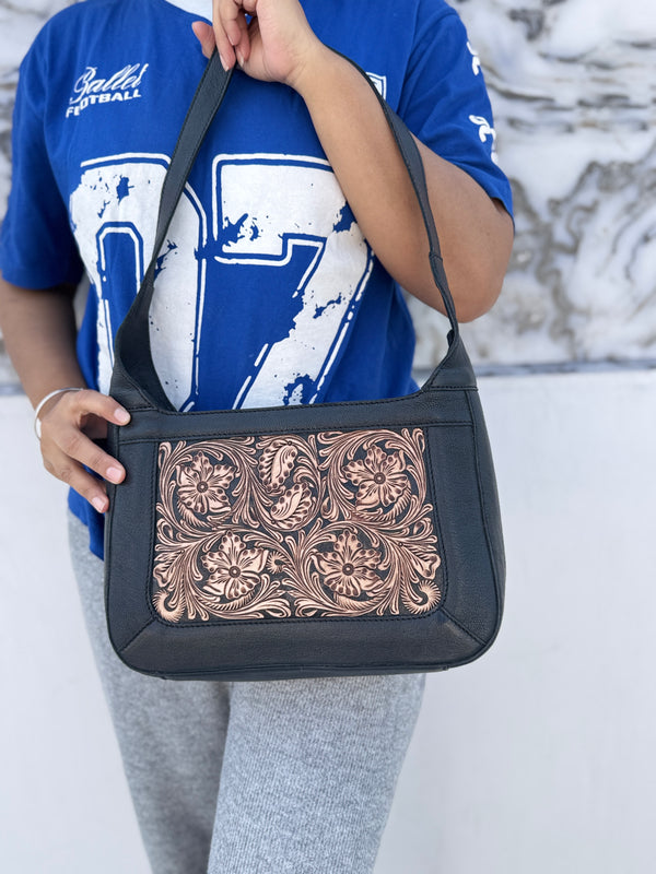 Hand Tooled Leather Sling Handbag Pattern Genuine Leather Cross Body Bag