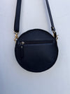 Hand Tooled Leather Round Handbag Checkers Pattern Genuine Leather Cross Body Bag