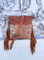 Hand Tooled Leather Fringe Handbag Hair On Hide Fur Designer Shoulder Bag
