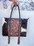 Cowhide Fur Leather Tote Bag Big Size Hand Tooled Carving Leather Fringe Handbag