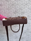 Hand Tooled Leather Handbag Cowhide Fur Leather Brown Colour Tote Bag