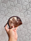 Real Cowhide Leather Coin Purse Stylish Clutch Wallet Purse Half Round Shaped