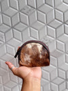Real Cowhide Leather Coin Purse Stylish Clutch Wallet Purse Half Round Shaped