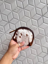 Real Cowhide Leather Coin Purse Stylish Clutch Wallet Purse Half Round Shaped