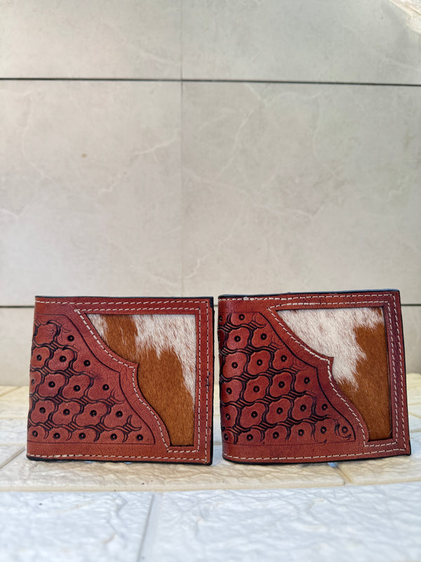 Hand Tooled Leather Long Zipper Men's Wallet Fashionable Hair On Hide Cash Holder Gift for Him