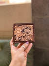 Hand Tooled Leather Long Zipper Men's Wallet Fashionable Brown Colour Cash Holder Gift for Him