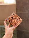 Hand Tooled Leather Long Zipper Men's Wallet Fashionable Brown Colour Cash Holder Gift for Him