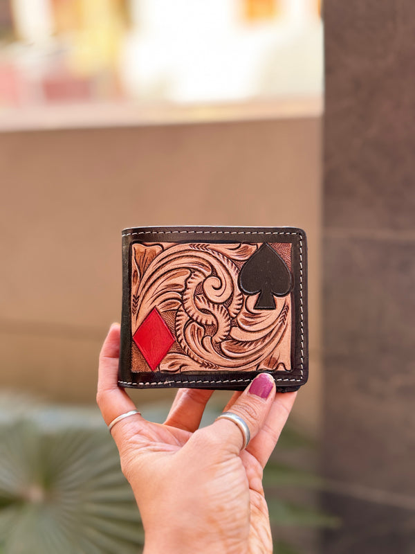 Men's Wallet Hand Tooled Leather Fashionable Brown Colour Cash Holder Gift for Him