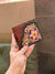 Men's Wallet Hand Tooled Leather Dark Brown Flower Print Cash Holder Gift for Him