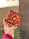 Men's Wallet Hand Tooled Leather Long Zipper Fashionable Cash Holder Gift for Him