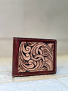 Men's Wallet Hand Tooled Leather Dark Brown Colour Cash Holder Gift for Him