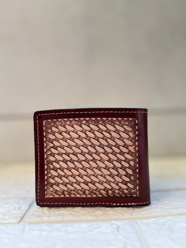 Men's Wallet Hand Tooled Leather Dark Brown Colour Cash Holder Gift for Him