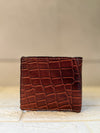 Men's Wallet Hand Tooled Leather Dark Brown Flower Print Cash Holder Gift for Him