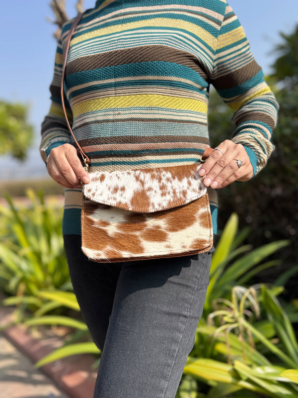 Real Cowhide Leather Hair on Hide Fur Handbag Sling Shopping Bag For Women