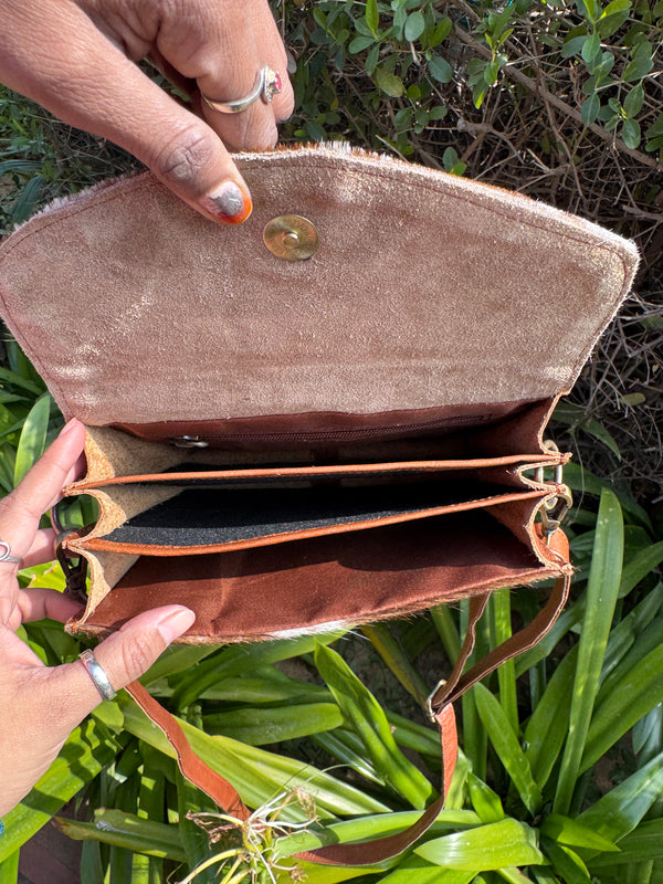 Real Cowhide Leather Hair on Hide Fur Handbag Sling Shopping Bag For Women