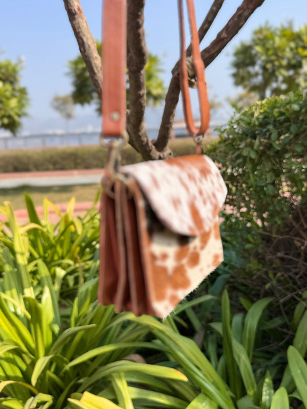 Real Cowhide Leather Hair on Hide Fur Handbag Sling Shopping Bag For Women